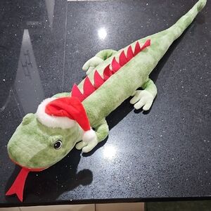 XL Reptile Dog Toy with Santa Hat